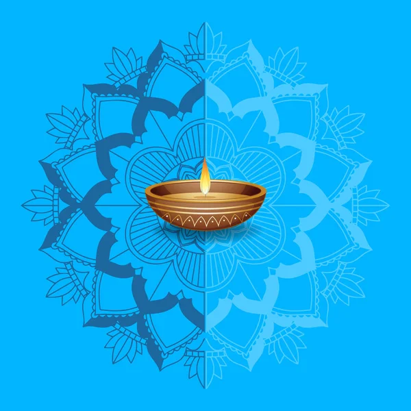 Mandala modèle et lumière de bougie — Image vectorielle