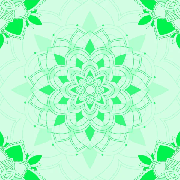 Patrones de mandala sobre fondo verde — Vector de stock