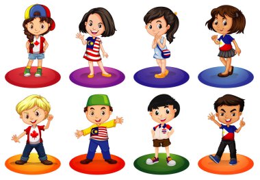 Farklı yerlerden bir sürü çocuk.