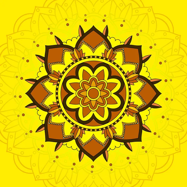 Patrón de mandala sobre fondo amarillo — Vector de stock