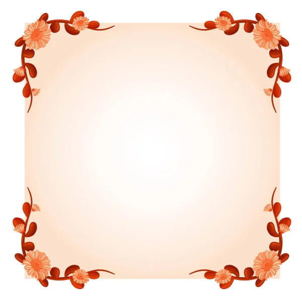 Hintergrund-Vorlage mit orangefarbenem Blumenrahmen — Stockvektor