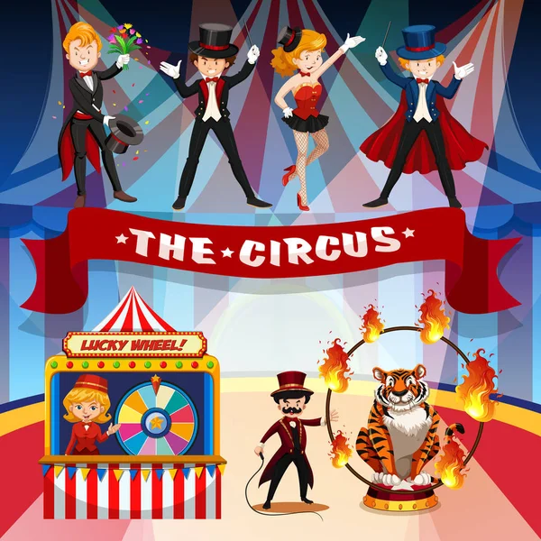 Circus, kermis, themasjabloon pretpark — Stockvector