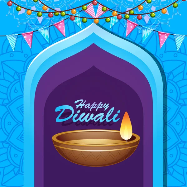 Fundo com pantern mandala para o festival feliz diwali — Vetor de Stock