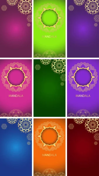 Achtergrond template met mandala ontwerpen — Stockvector