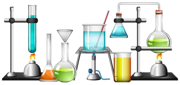 Equipos científicos para laboratorio de química — Vector de stock