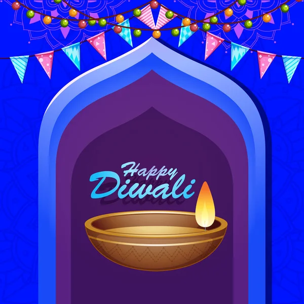 Ιστορικό με mandala pantern για χαρούμενο φεστιβάλ diwali — Διανυσματικό Αρχείο