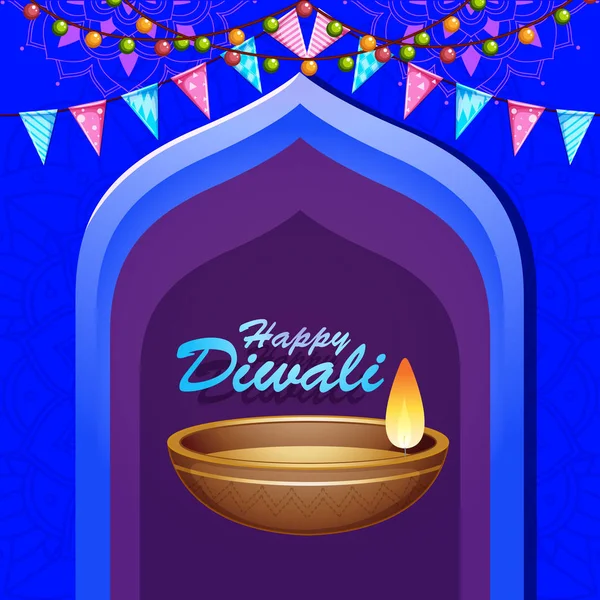 Background with mandala pantern for happy diwali festival — Stock Vector