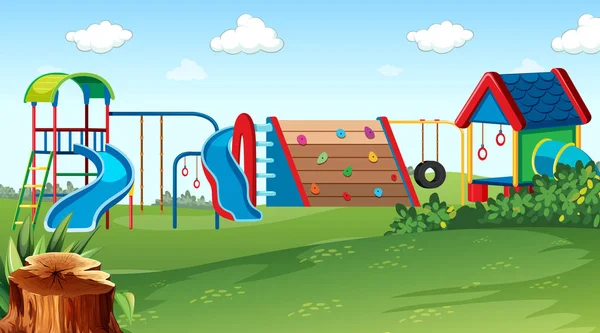 Aire de jeux scène de parc avec équipement — Image vectorielle