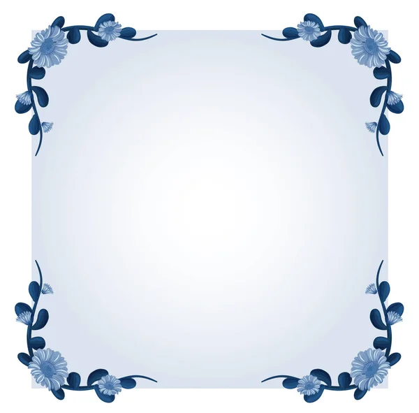 Hintergrund-Vorlage mit blauen Blumen — Stockvektor