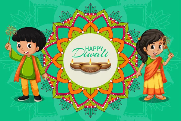 Poster design for happy Diwali — Stock Vector