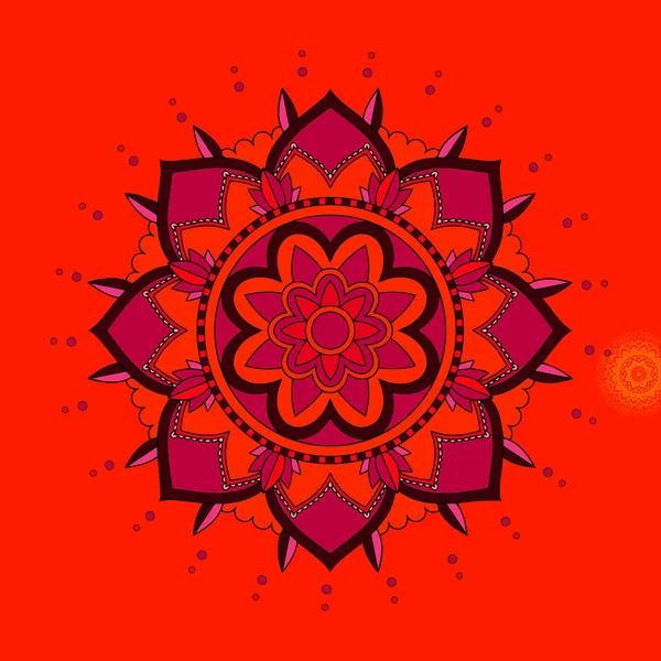 Mandala-Muster auf rotem Hintergrund — Stockvektor