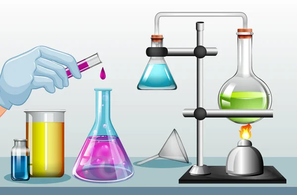 Equipos científicos sobre fondo blanco — Vector de stock