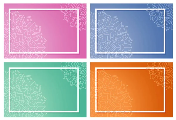 Four backgrounds with mandala patterns — Stock Vector