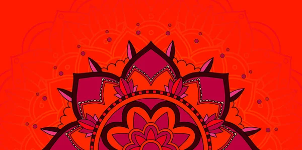 Mandala-Muster auf rotem Hintergrund — Stockvektor