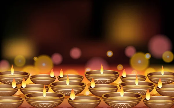 Background design with bowls of candles — ストックベクタ