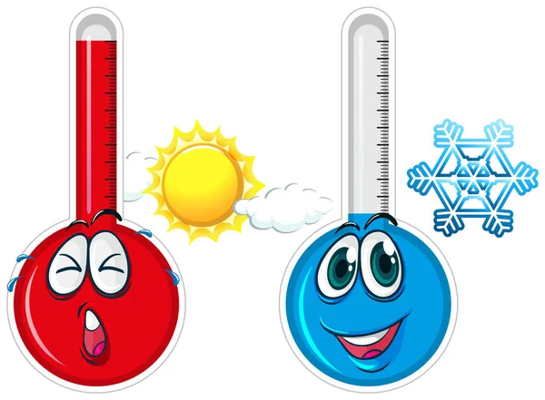 Two thermometers measuring hot and cold — 스톡 벡터