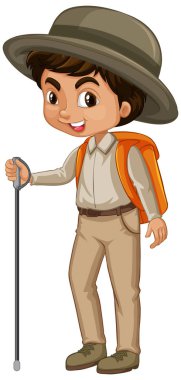 Beyaz arka planda yürüyüş vitesleri olan çocuk