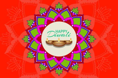 Mutlu diwali festivali için mandala pantern ile arka plan
