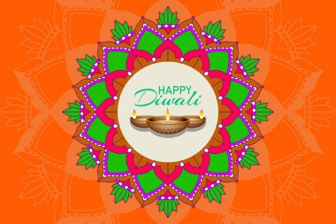 Mutlu diwali festivali için mandala pantern ile arka plan