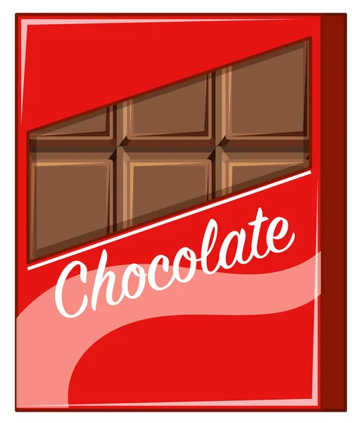 Barra de chocolate en envoltura roja — Vector de stock