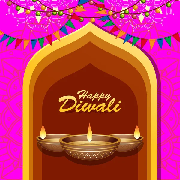 Background with mandala pantern for happy diwali festival — Stock Vector