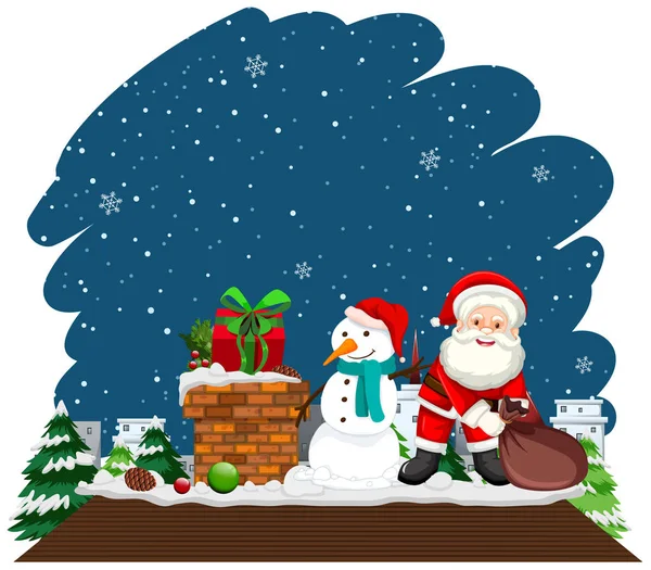 Boże Narodzenie Motyw Santa i bałwan — Wektor stockowy