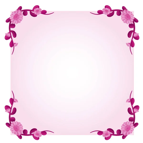 Pink frame template with flowers — Stock Vector