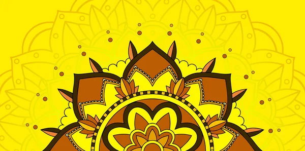 Padrão de mandala no fundo amarelo — Vetor de Stock