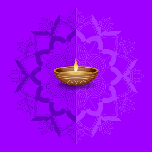 Bougie lumière et mandala motif fond — Image vectorielle