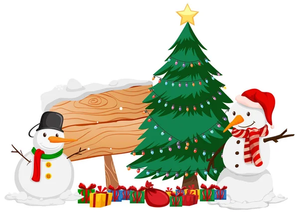 Christmas theme with Snowman and christmas tree — Stock Vector