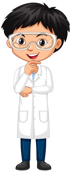 Boy wearing science gown on white background — Stock Vector