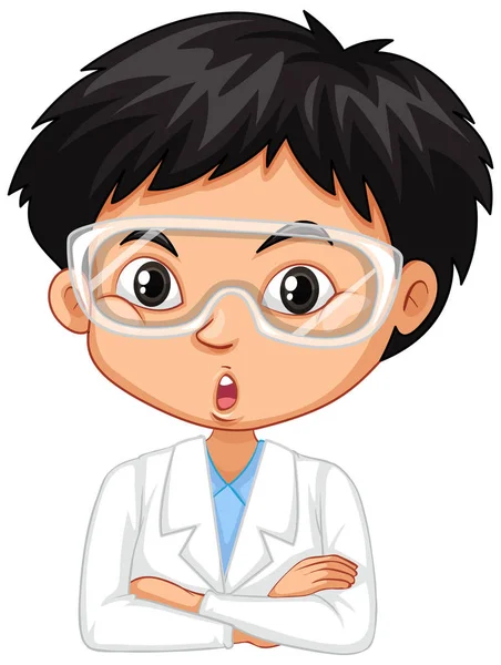 Boy in science gown on white background — Stock Vector