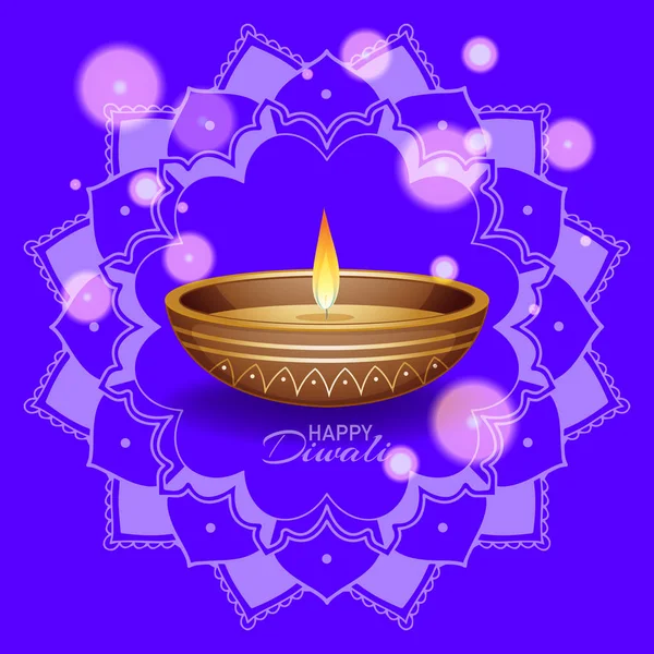 Lumière de bougie sur fond mandala — Image vectorielle