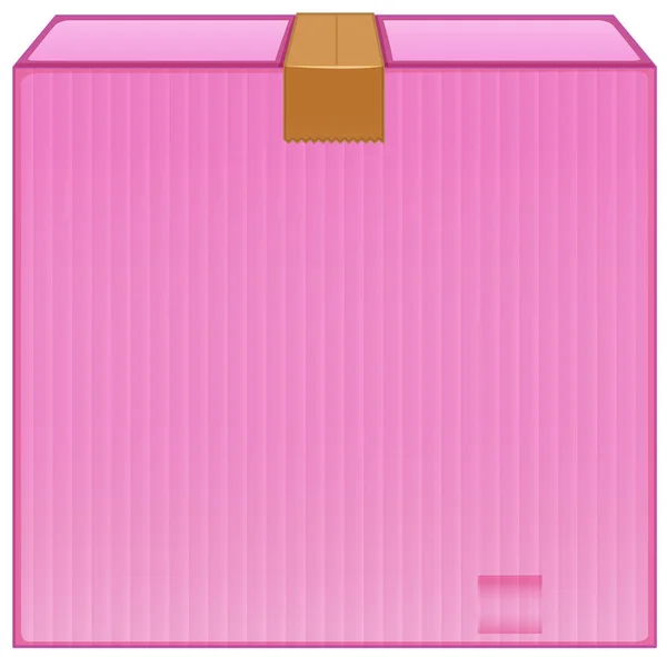 Pink box with brown tape on white background — Stock vektor