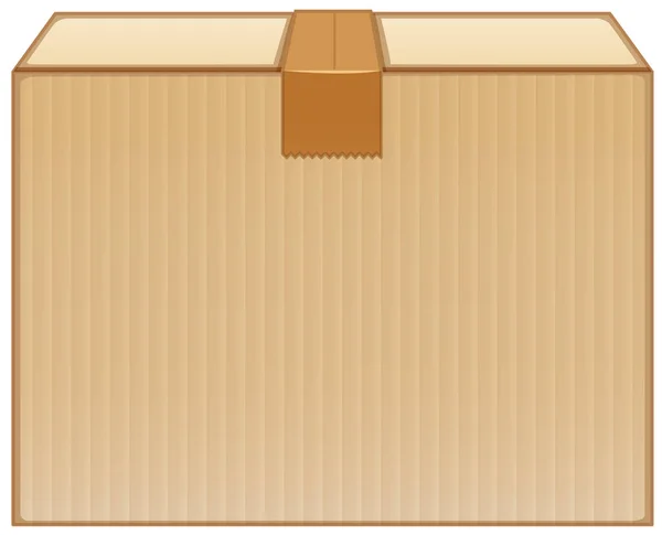 Boîte en carton avec ruban brun sur fond blanc — Image vectorielle
