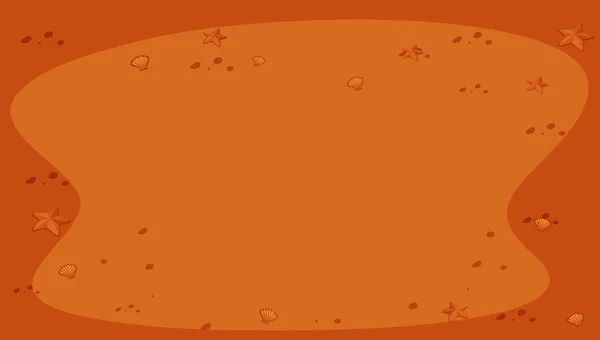 Fond orange avec étoile de mer et coquille — Image vectorielle