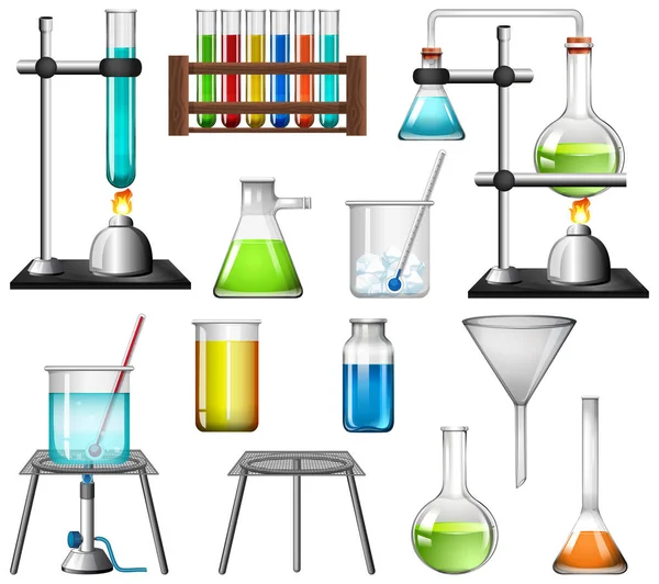 Science equipments on white background — Stock Vector