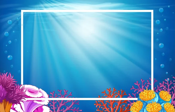 Plantilla de frontera con coral bajo el agua — Archivo Imágenes Vectoriales