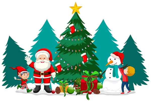Kerstmis thema met Santa en sneeuwpop — Stockvector
