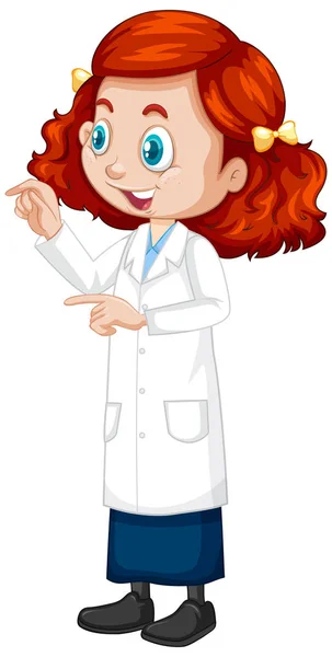 Flicka i vetenskap klänning på vit bakgrund — Stock vektor