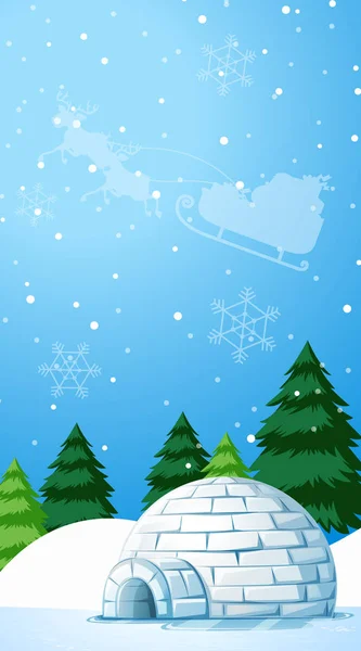 Scène de fond avec igloo dans le champ de neige — Image vectorielle