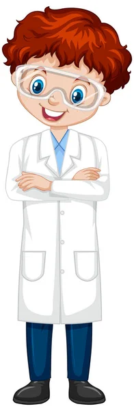 Boy in science gown on white background — Stock Vector
