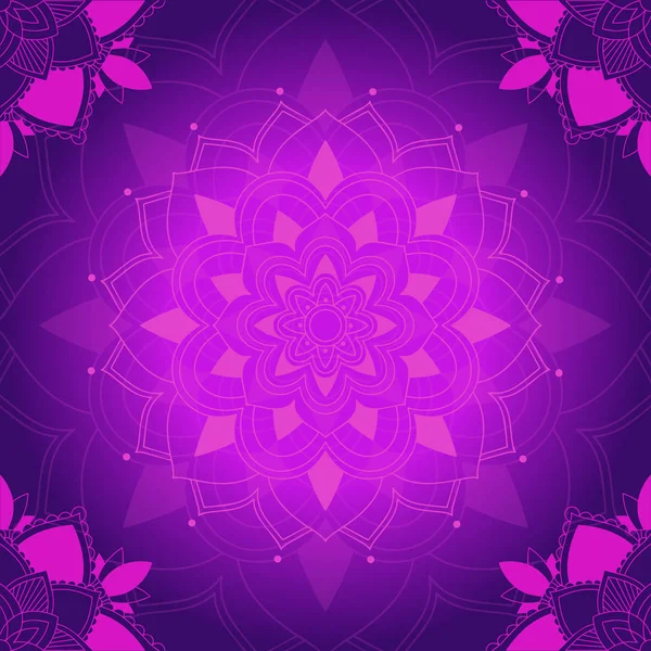 Mandala-Muster auf lila Hintergrund — Stockvektor