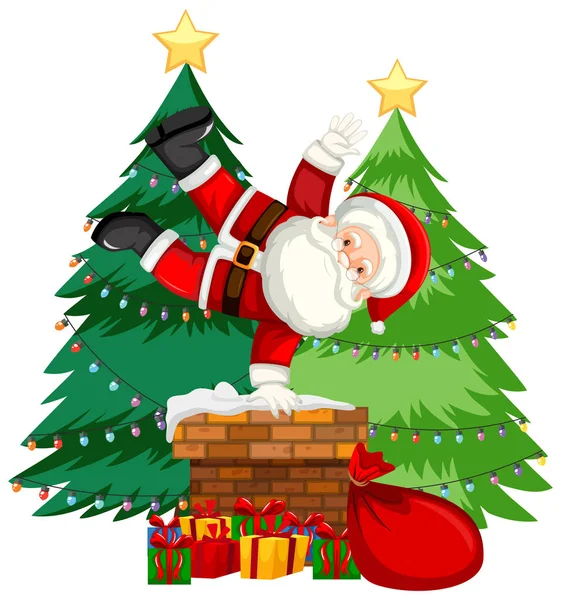 Kerstthema met Santa en geschenken — Stockvector