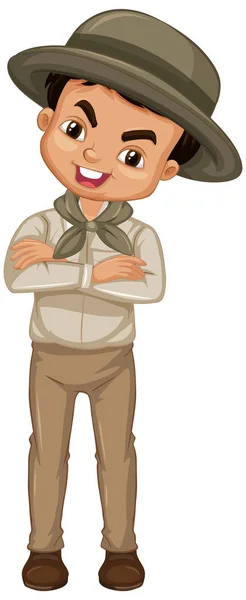 Boy in safari outfit on white background — Stock Vector