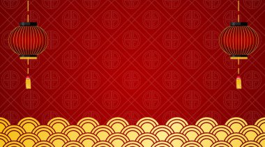 Kırmızı fenerli arka plan şablonu ve Çin desenleri