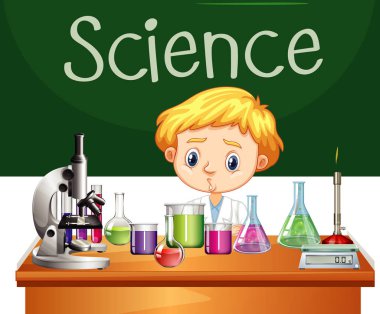 Laboratuvarda çalışan bilim öğrencisi.