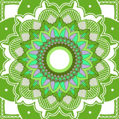 Yeşil arkaplanda mandala desenleri