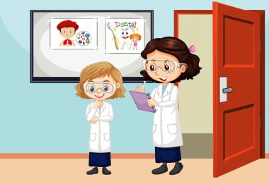 Öğretmen ve öğrencinin olduğu sınıf sahnesi