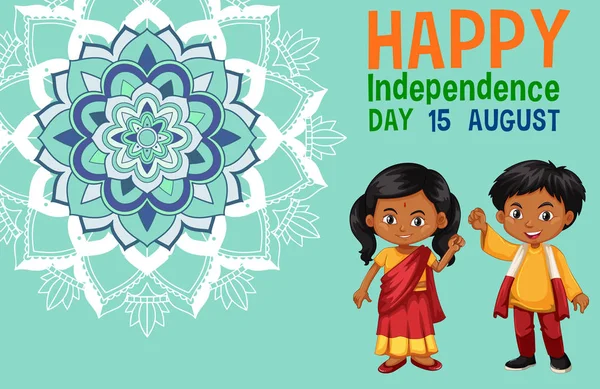 Diseño de póster del día de la independencia feliz con niños felices — Vector de stock